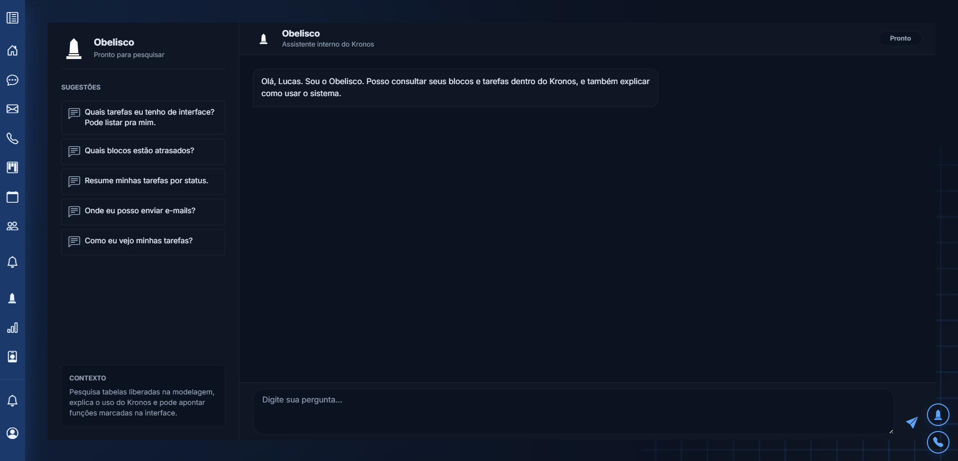 Conversa com IA integrada no modo escuro